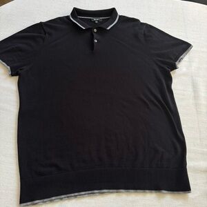 DKNY Black Knit Polo Shirt Men’s XL – Minimalist Casual Style